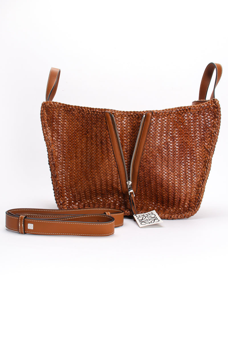 Loewe Braided Leather Bag Strap in Brown