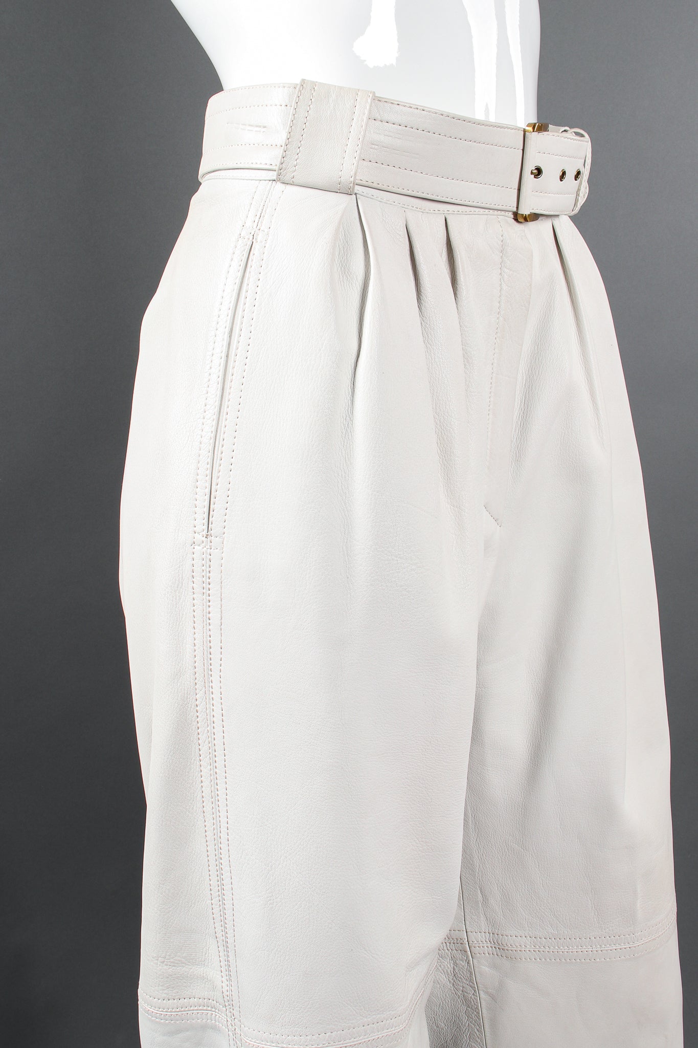 Vintage Loewe Belted Leather Pleat Pant on Mannequin waist pocket at Recess Los Angeles
