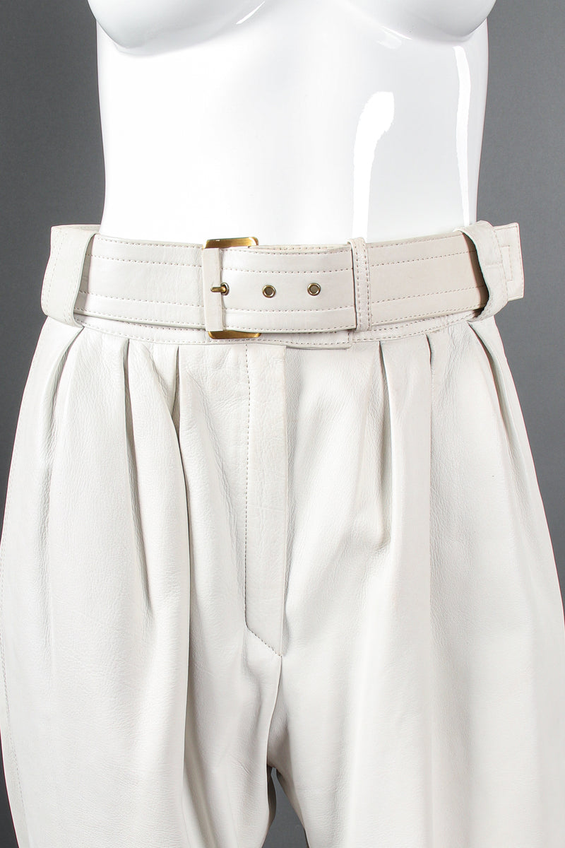Vintage Loewe Belted Leather Pleat Pant on Mannequin waist at Recess Los Angeles
