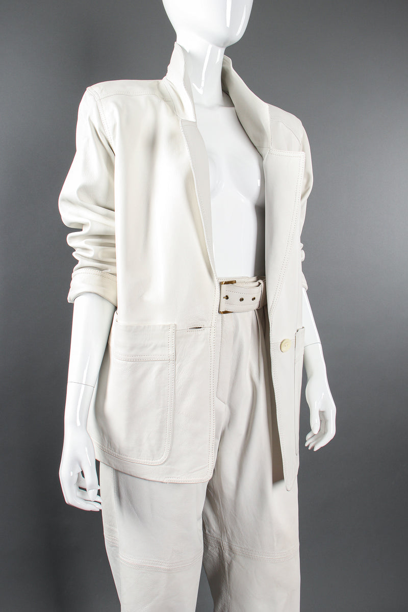 Vintage Loewe Leather Lab Jacket and Pant on Mannequin crop at Recess Los Angeles