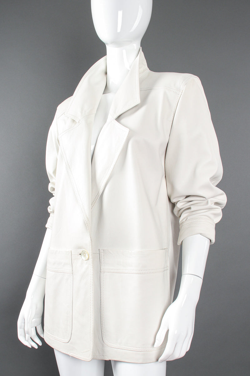 Vintage Loewe Leather Lab Jacket on Mannequin pop collar at Recess Los Angeles