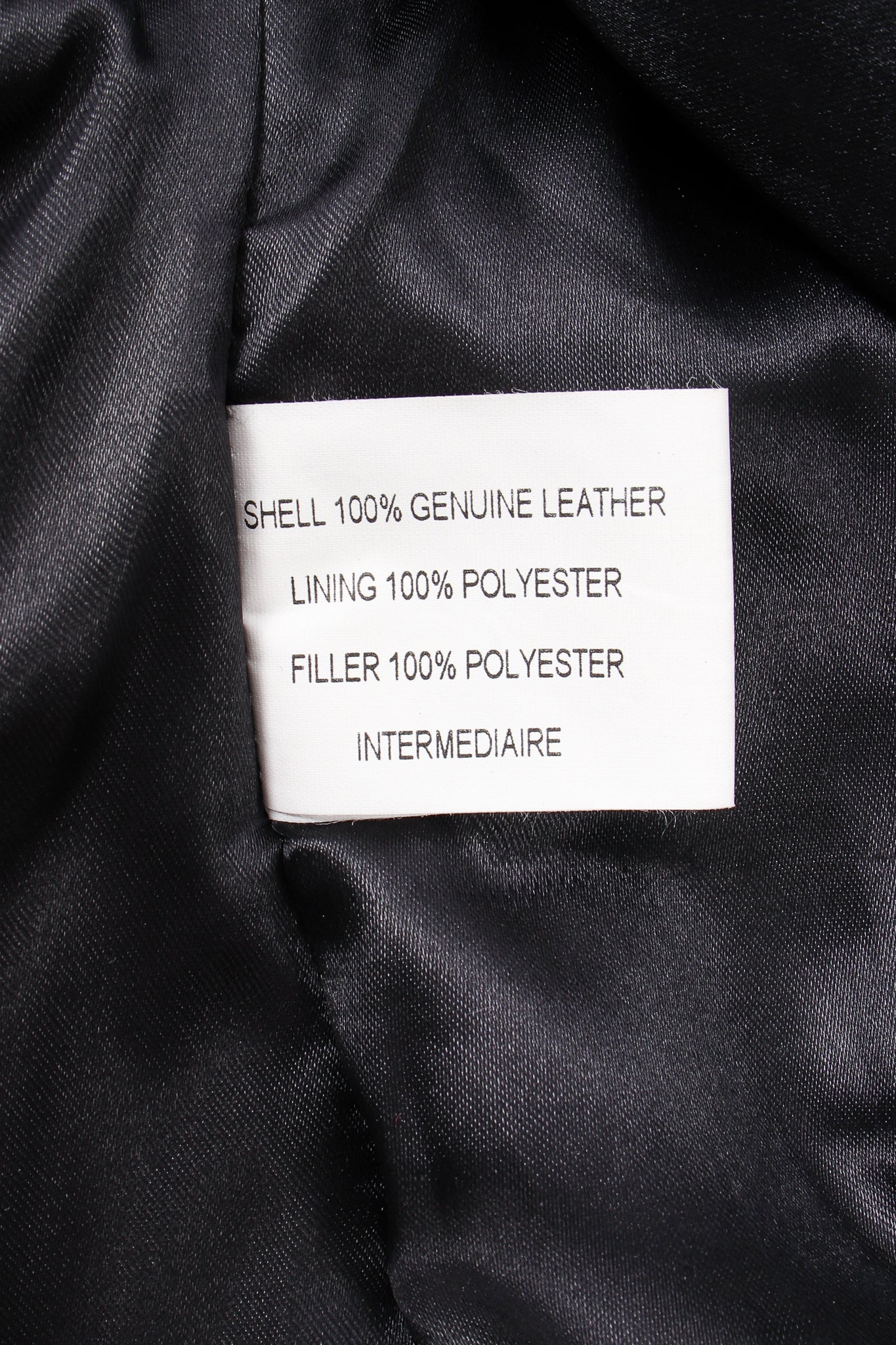 Vintage London Leatherwear Dome Stud Belted Leather Jacket content label at Recess LA