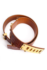 Vintage Lorenza Embossed Leather Turnlock Plate Belt at Recess Los Angeles