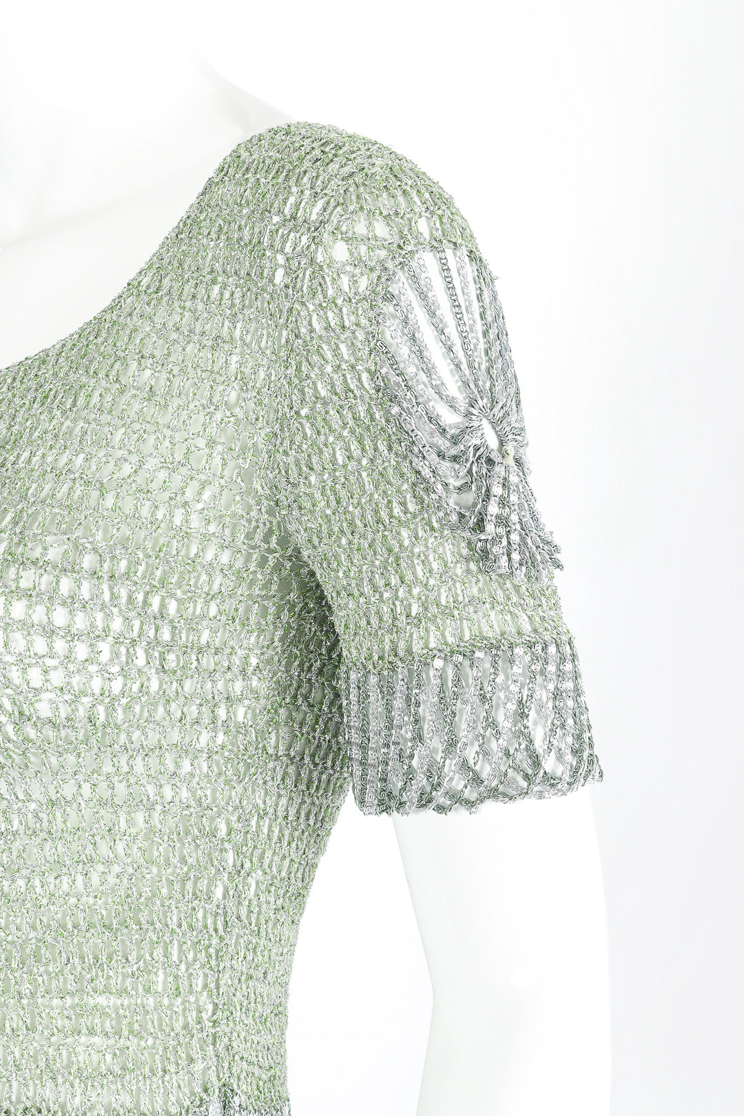 Knit top with chain details by Loris Azzaro mannequin shoulder @recessla
