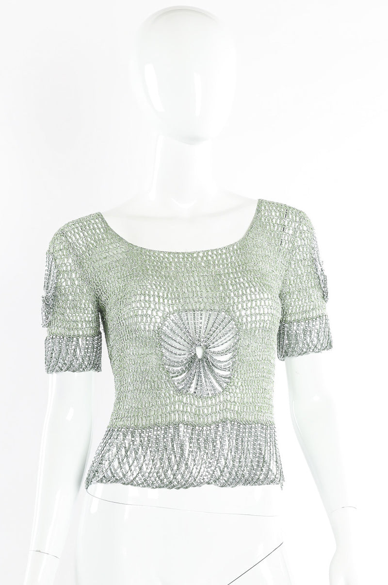 Knit top with chain details by Loris Azzaro mannequin front @recessla