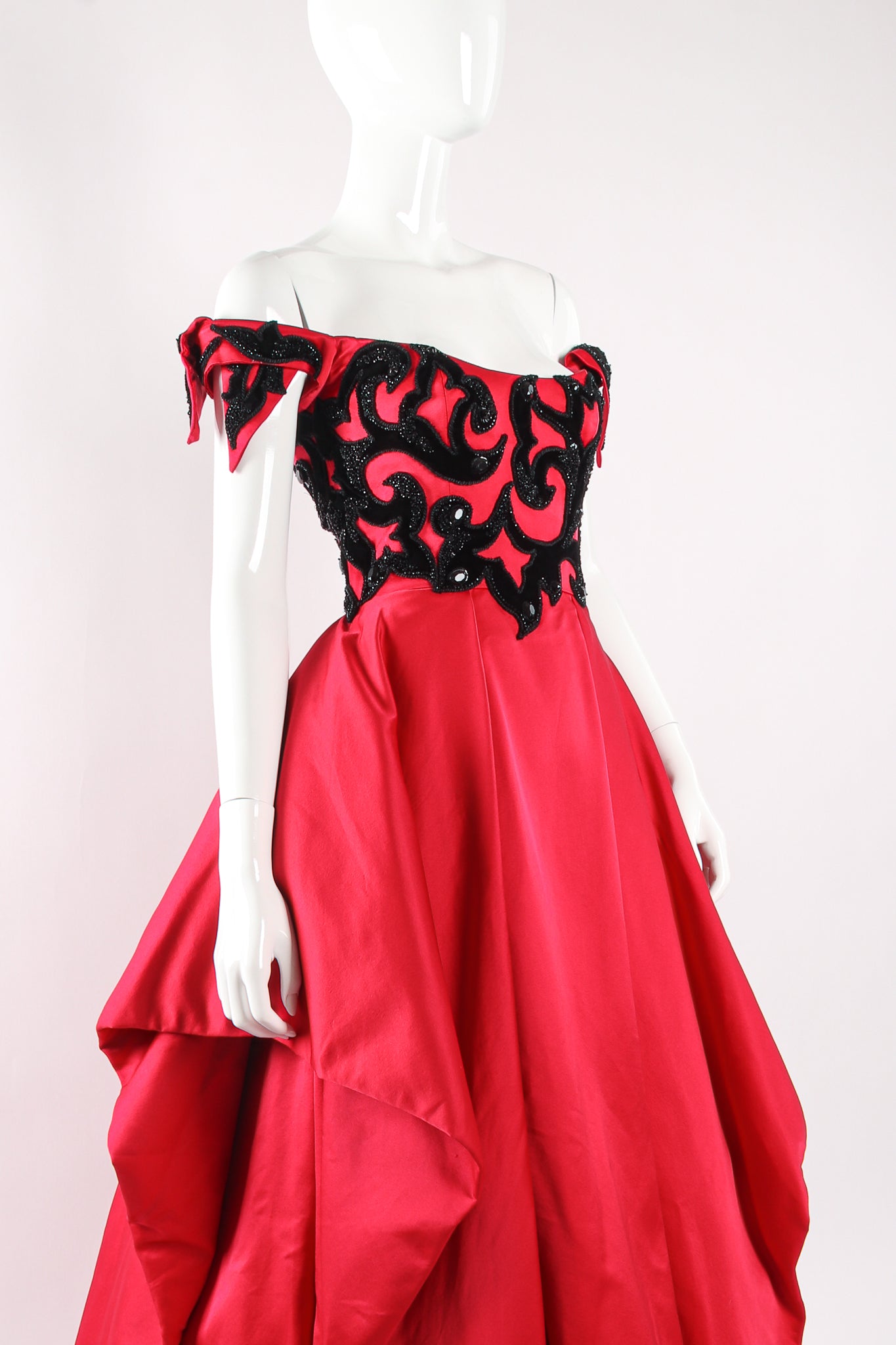 Vintage Raspberry Uniquely Sculpted Ball Gown crop on mannequin at Recess LA