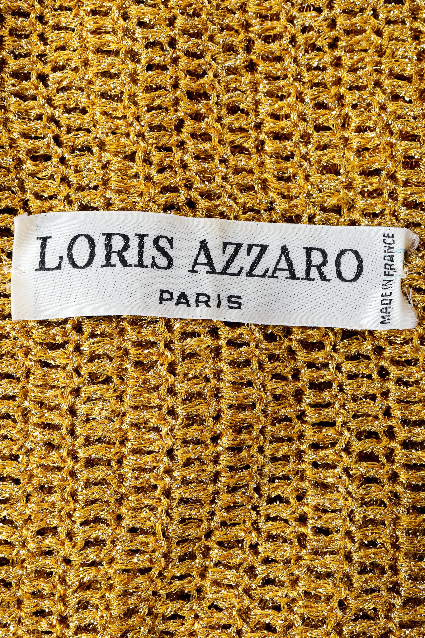 Vintage Loris Azzaro Label on gold knit fabric