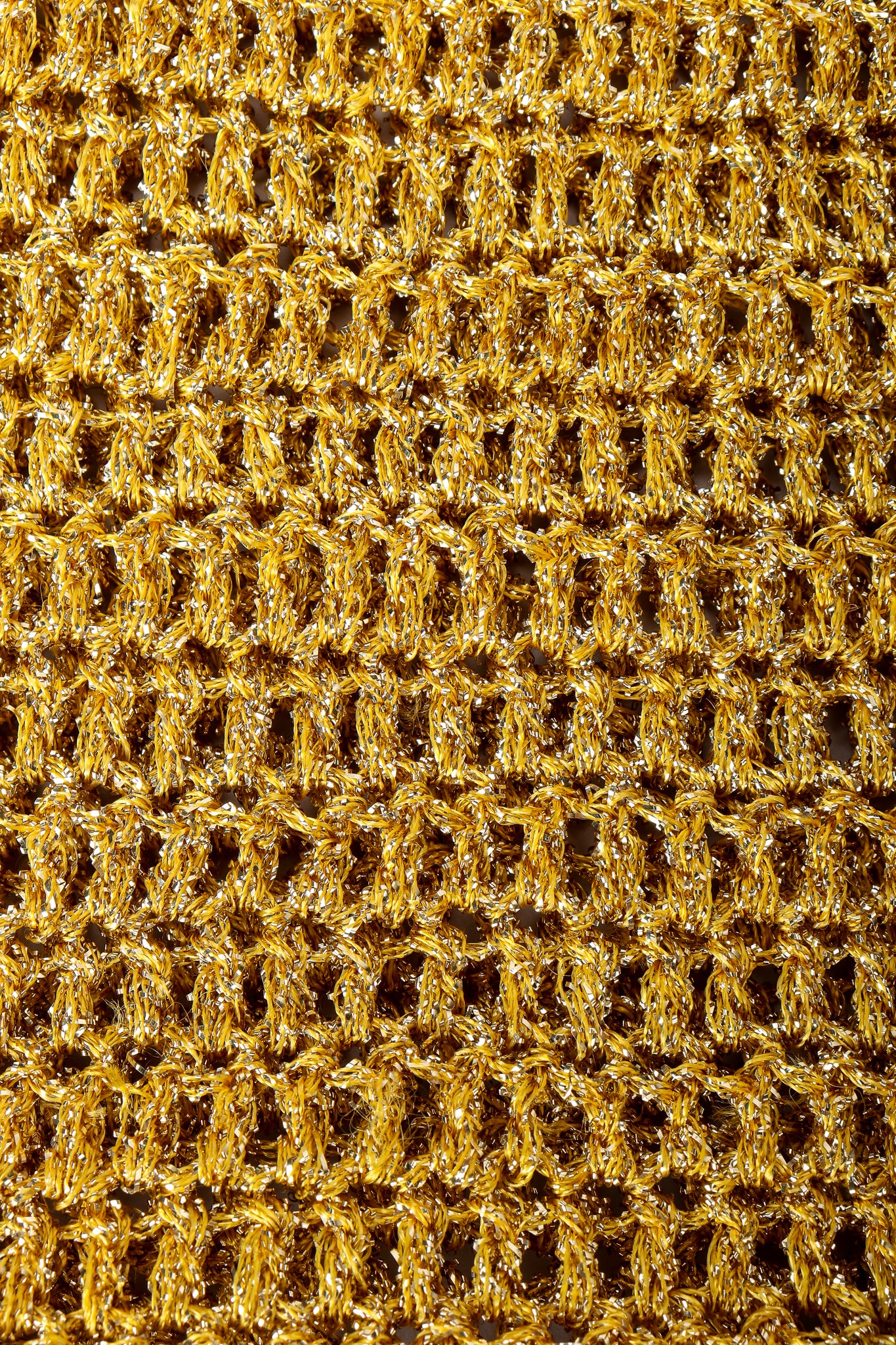 Vintage Loris Azzaro Rare Gold Draped Chain Juliet Sleeve Top knit detail