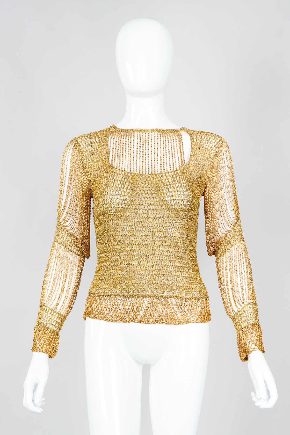 Vintage Loris Azzaro Rare Gold Draped Chain Juliet Sleeve