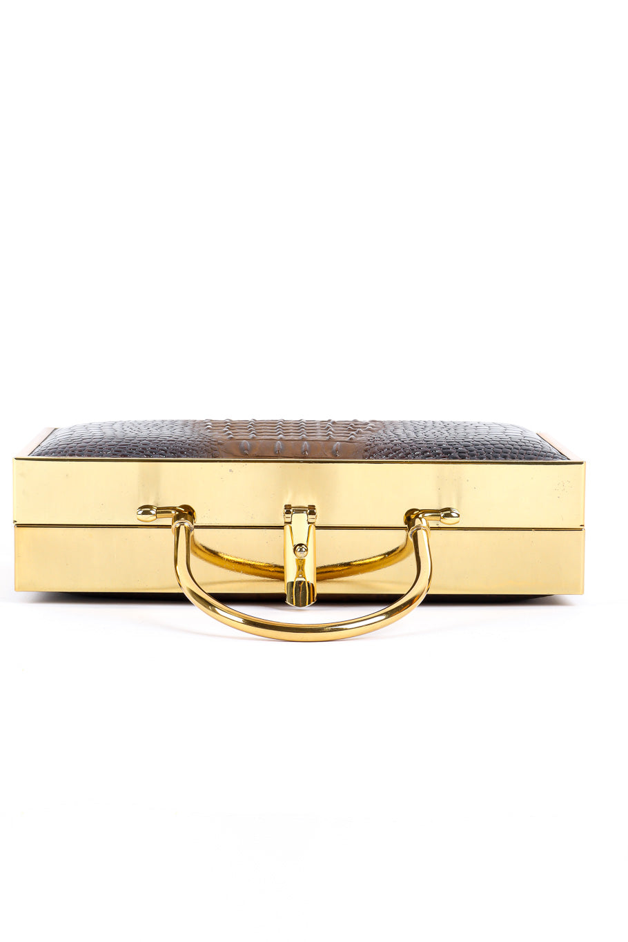 Lou Taylor gold frame box purse flat-lay photo @recessla