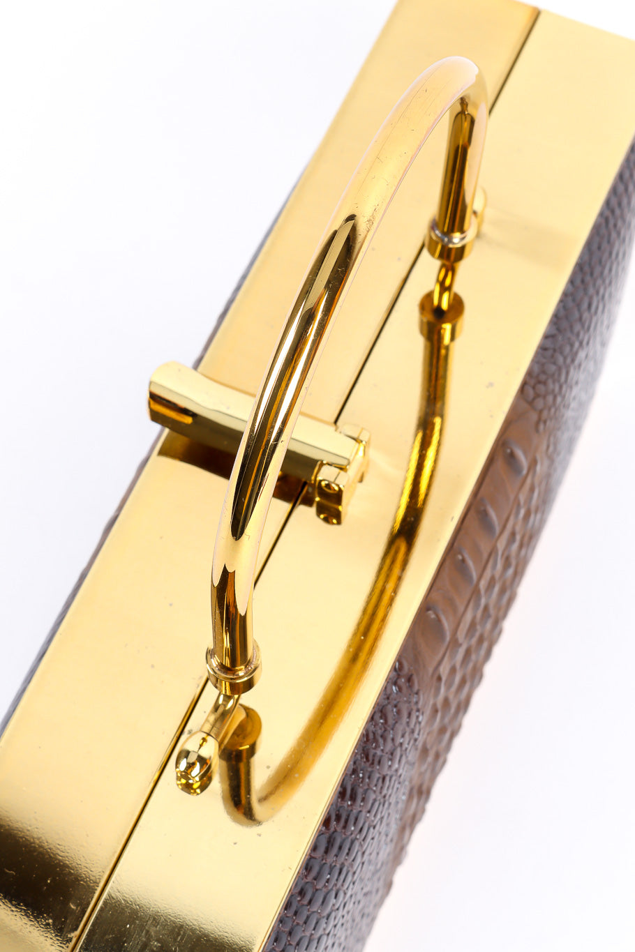 Lou Taylor gold frame box purse top handle detail @recessla