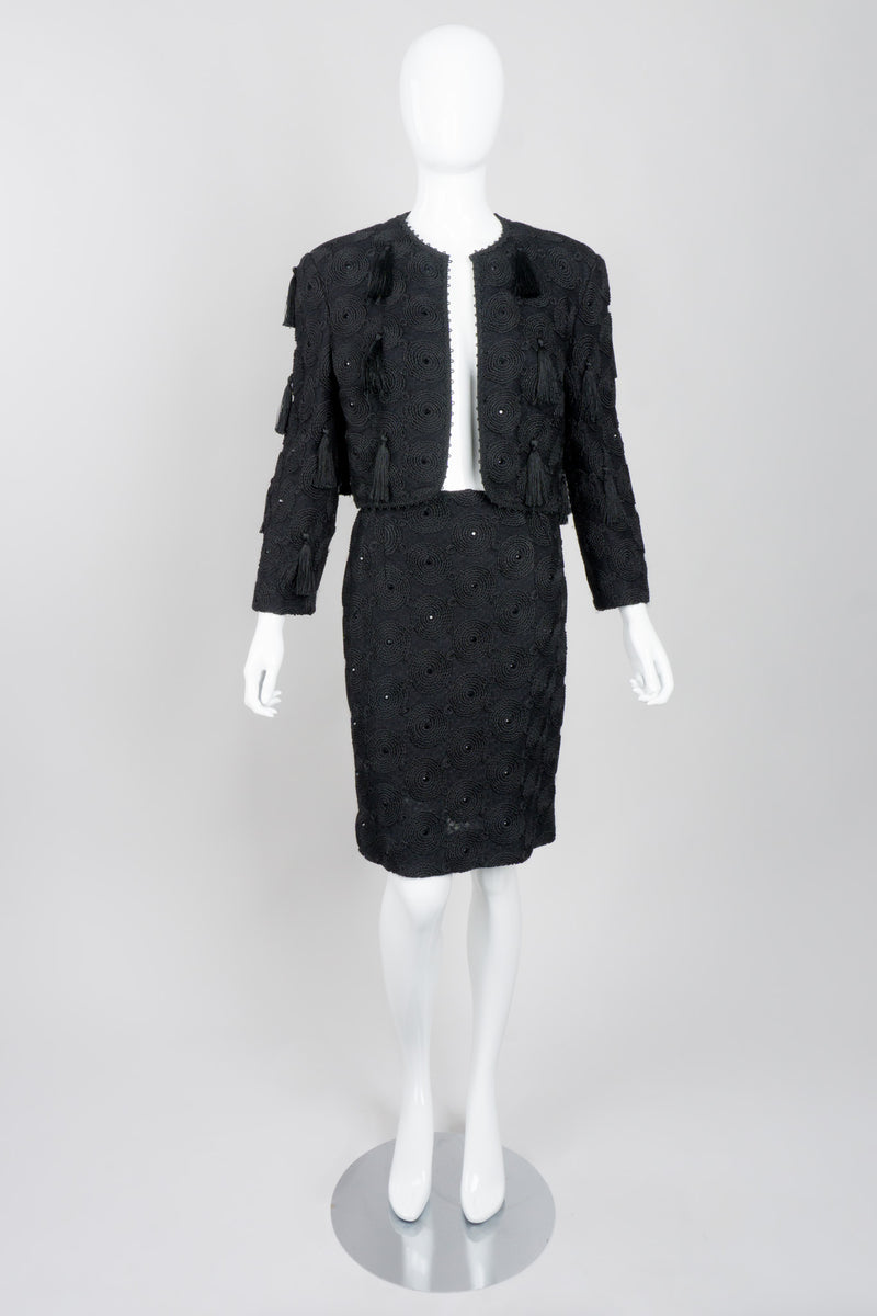 Louis Feraud Vintage Polka Dot Skirt Top & Jacket Suit
