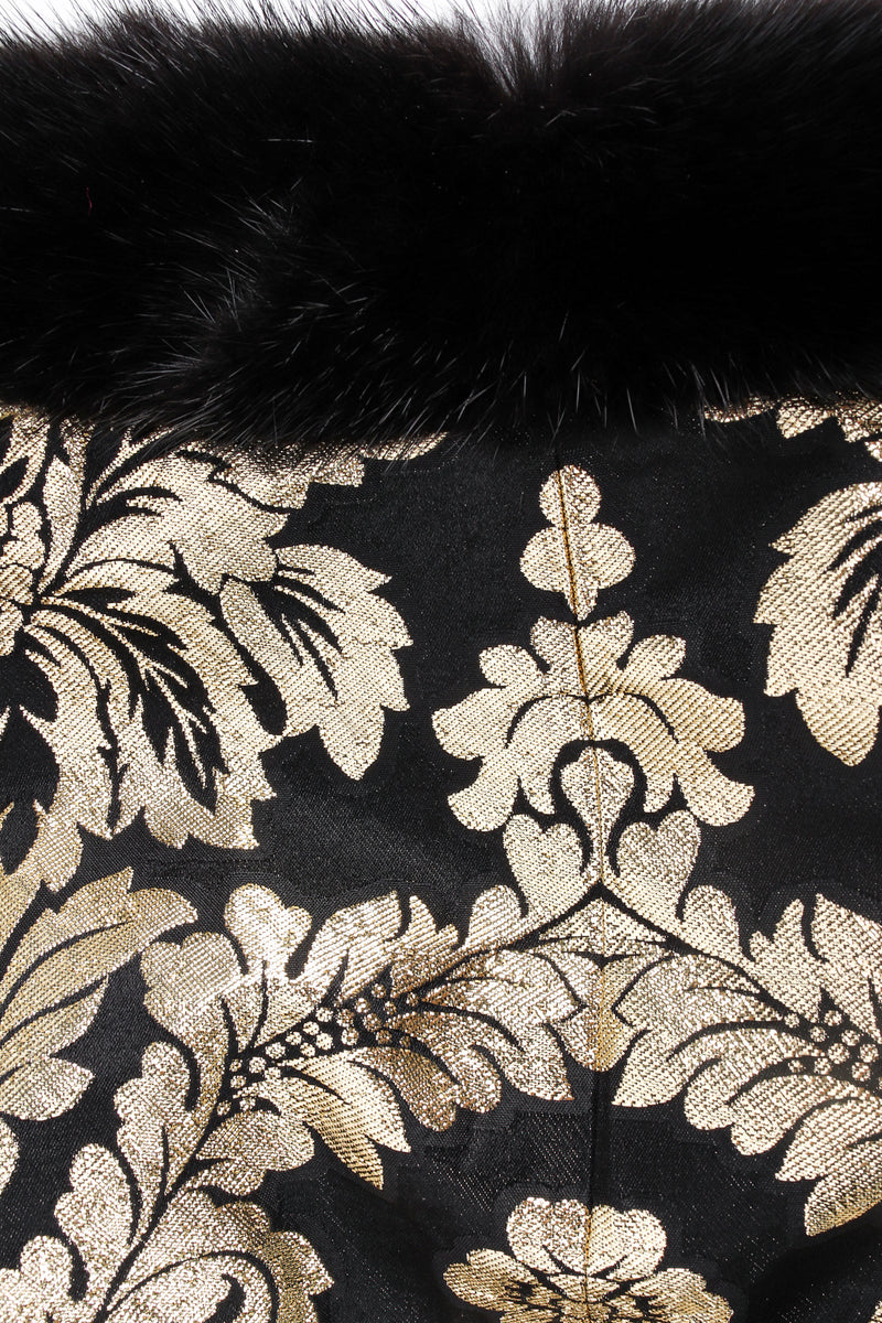 Vintage Louis Féraud Damask Floral Lamé Coat print/fur collar @ Recess LA
