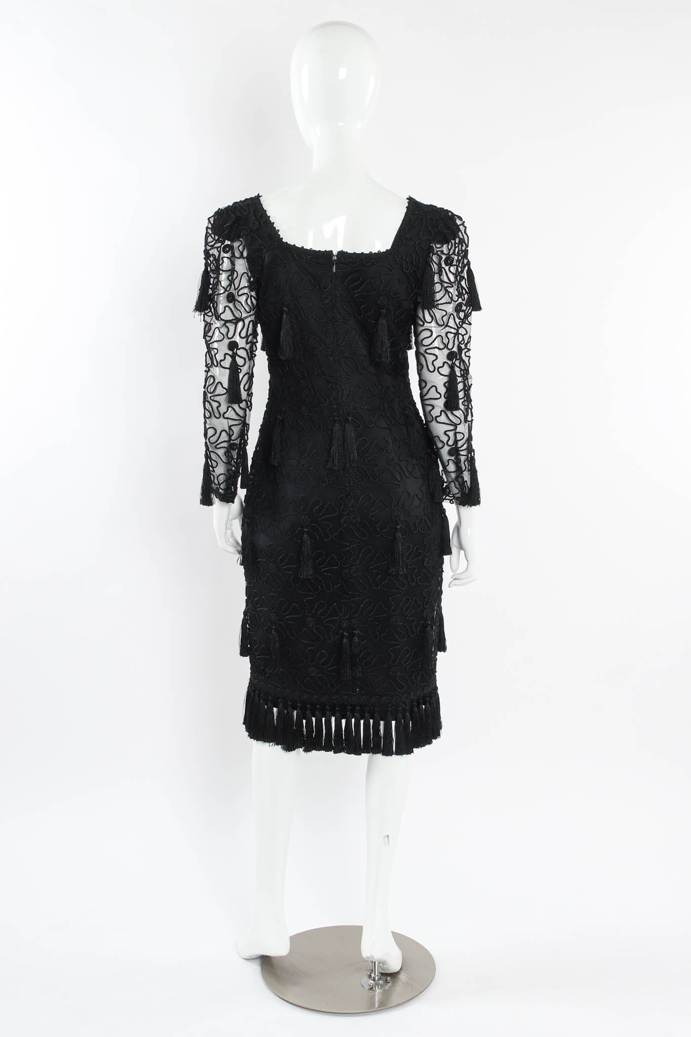Vintage Louis Féraud Abstract Embroidered Tassel Dress mannequin back @ Recess LA