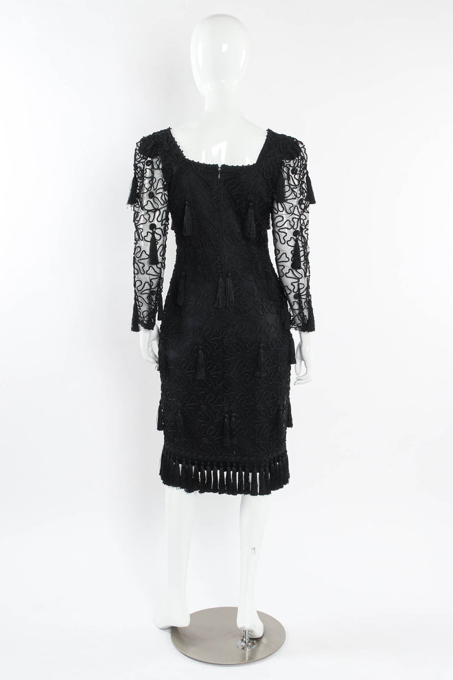 Vintage Louis Féraud Abstract Embroidered Tassel Dress mannequin back @ Recess LA