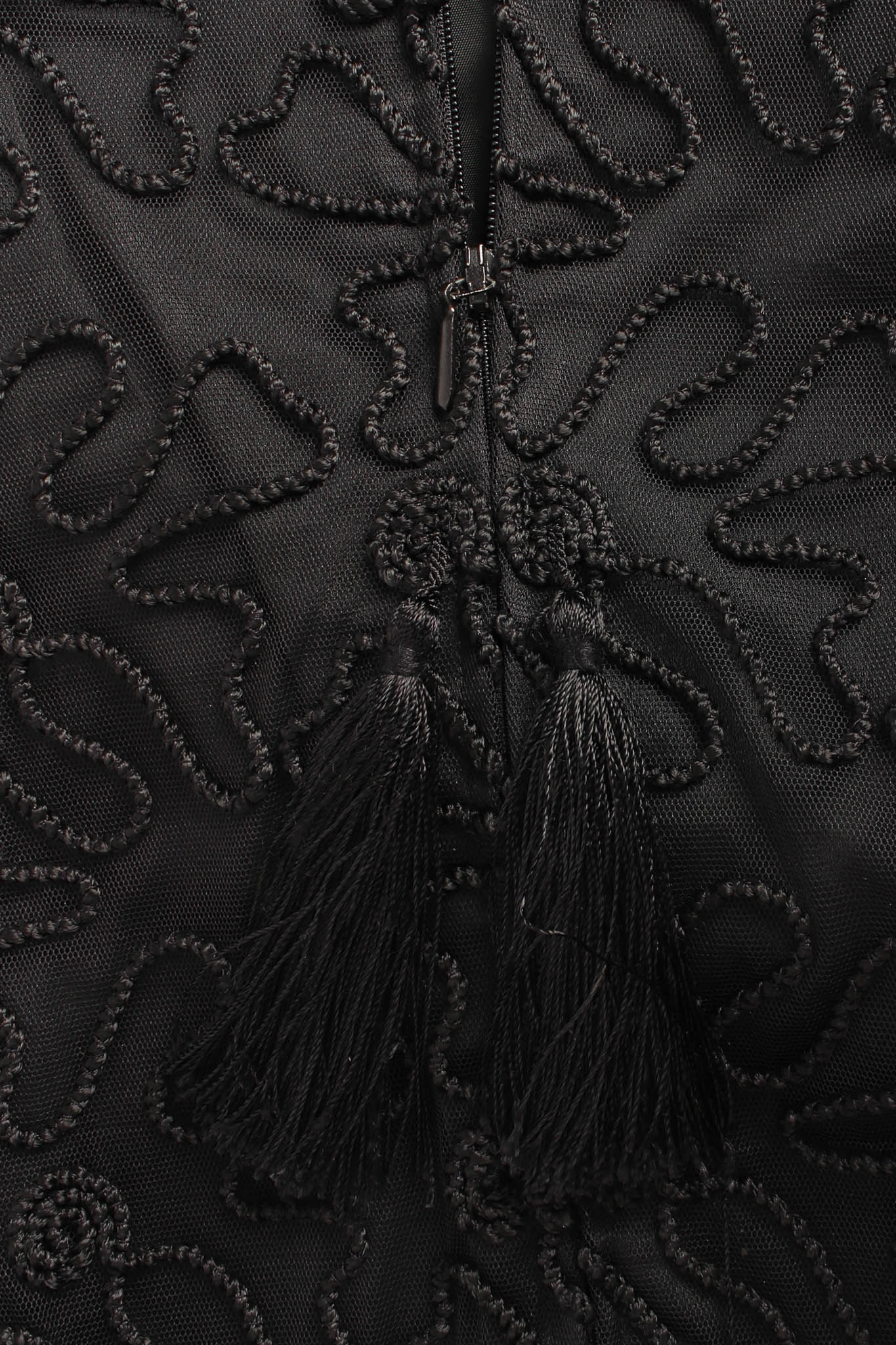 Vintage Louis Féraud Abstract Embroidered Tassel Dress back zipper @ Recess LA