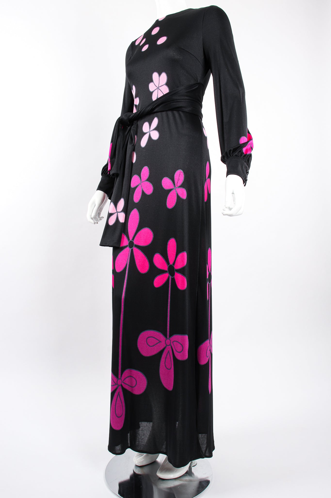 Vintage Louis Feraud Ombré Floral Jersey Dress on Mannequin angle at Recess Los Angeles