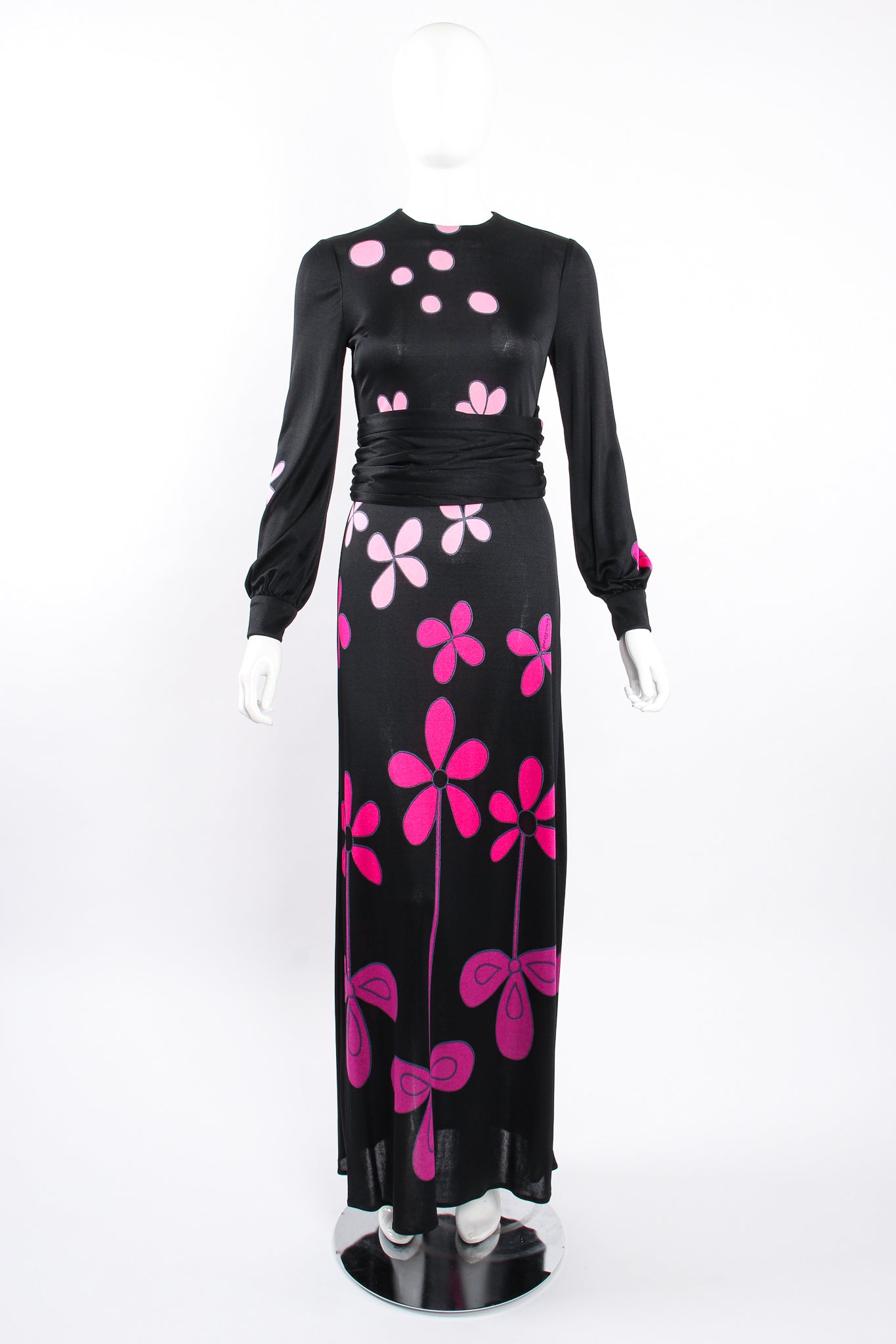 Vintage Louis Feraud Ombré Floral Jersey Dress on Mannequin front tied at Recess Los Angeles