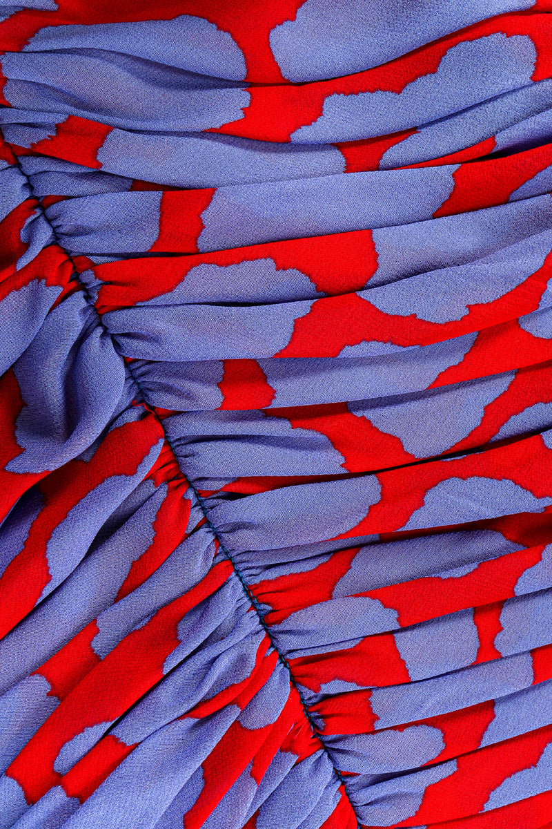 Vintage Cloud Print Soirée Dress gathered ruched detail @ Recess LA