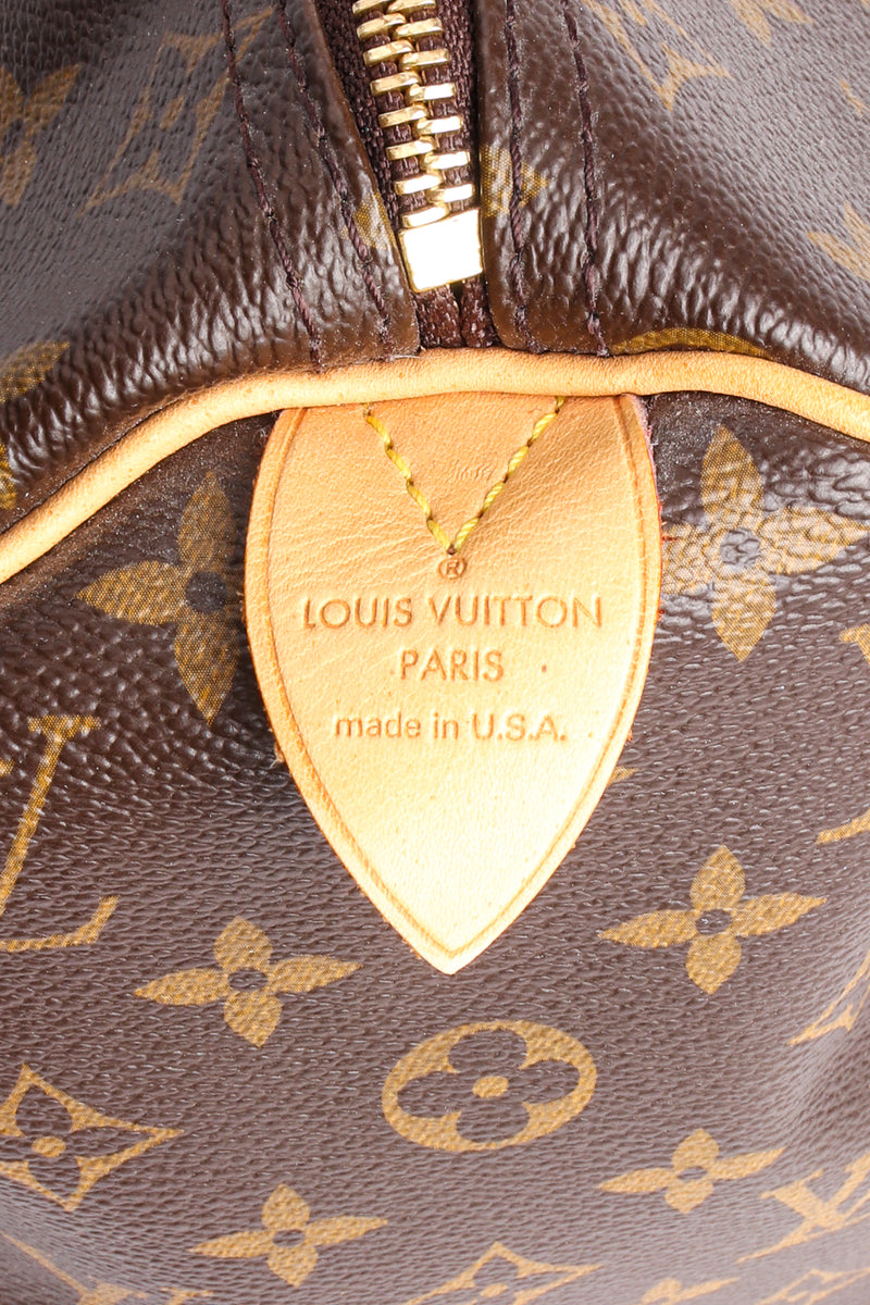 Louis Vuitton Classic Monogram Speedy 30 Bag heat stamp tag at Recess Los Angeles