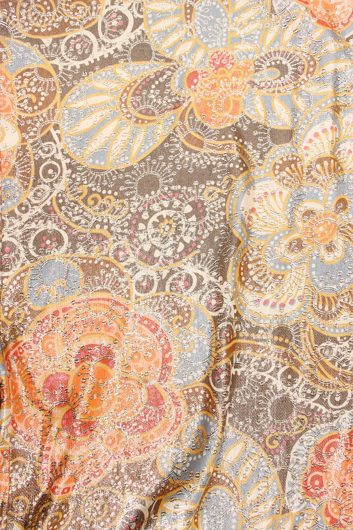Vintage Lucie Ann Metallic Brocade Lamé Caftan fabric detail at Recess Los Angeles