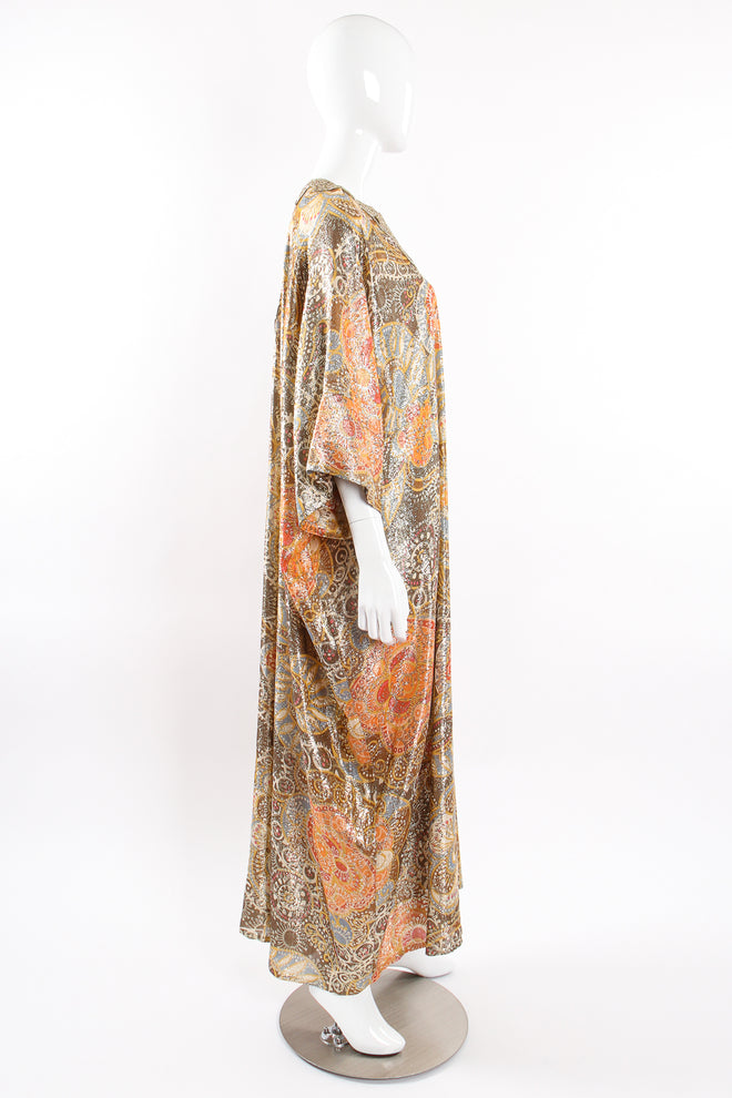 Vintage Lucie Ann Metallic Brocade Lamé Caftan on Mannequin side at Recess Los Angeles