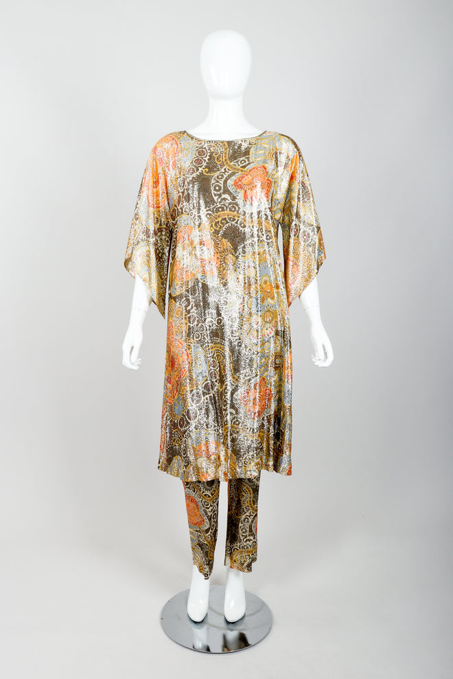 Vintage Lucie Ann Metallic Sputnik Tunic & Pant Set on Mannequin Front at Recess Los Angeles