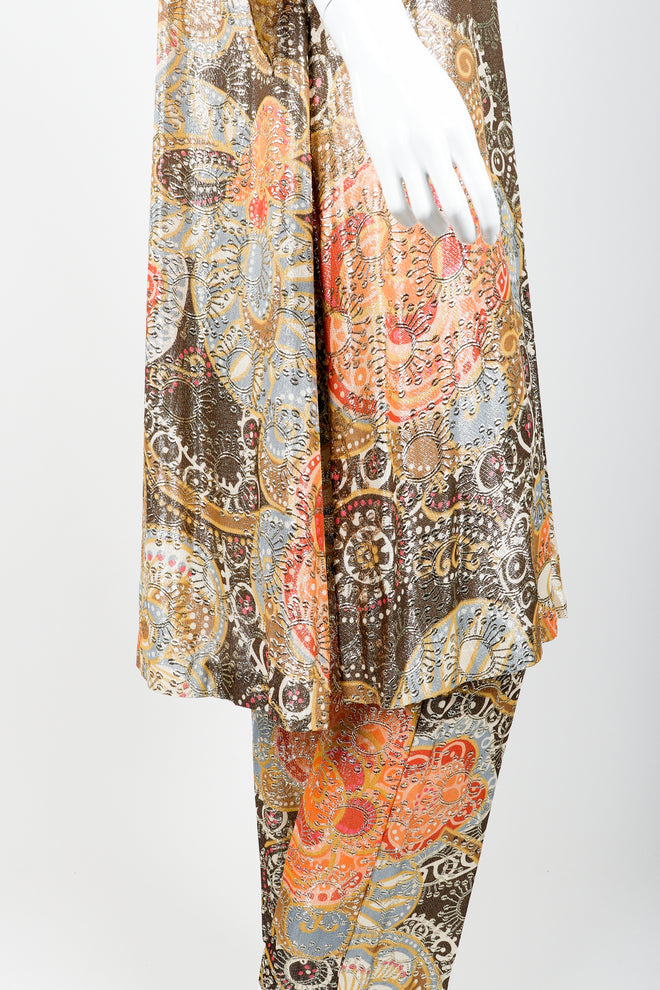 Vintage Lucie Ann Metallic Lamé Tunic & Pant Set on Mannequin Side Crop at Recess Los Angeles