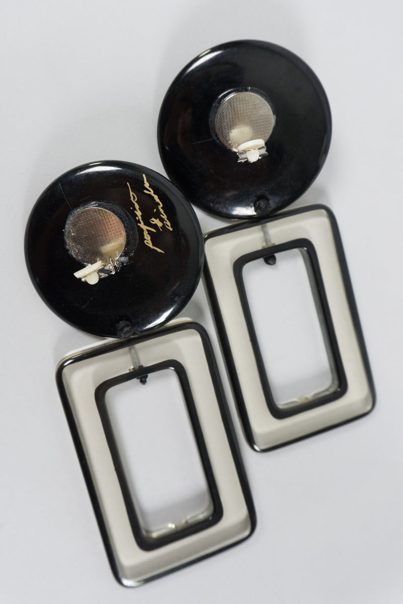 Hi-Fi Graphic Lucite Signed Earrings