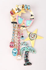 Recess Los Angeles Vintage Lunch At The Ritz Enamel Hollywood Stars Crystal Brooch
