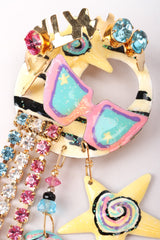Recess Los Angeles Vintage Lunch At The Ritz Enamel Hollywood Stars Crystal Brooch