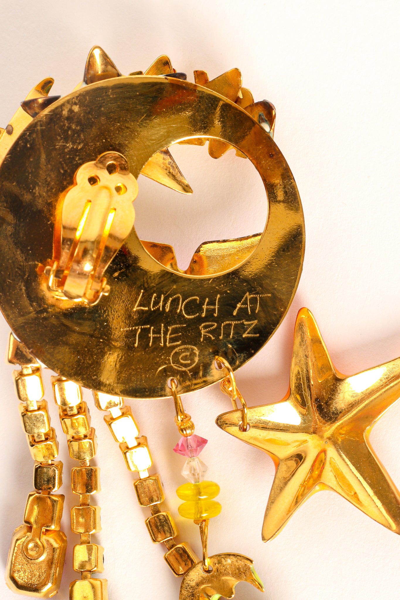 Vintage Lunch At The Ritz Hollywood & Vine Souvenir Earrings etched signature at Recess Los Angeles