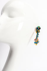 Vintage Lunch At The Ritz LATR Macaw Parrot Bead Dangle Earrings on mannequin at Recess Los Angeles