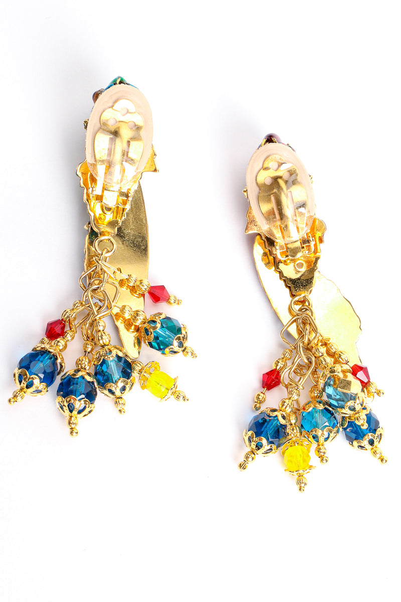 Vintage Lunch At The Ritz LATR Macaw Parrot Bead Dangle Earrings backside at Recess Los Angeles