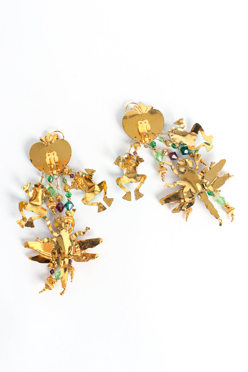 Vintage Lunch At The Ritz Dragonfly Swamp Song Long Chandelier Earrings backside at Recess LA