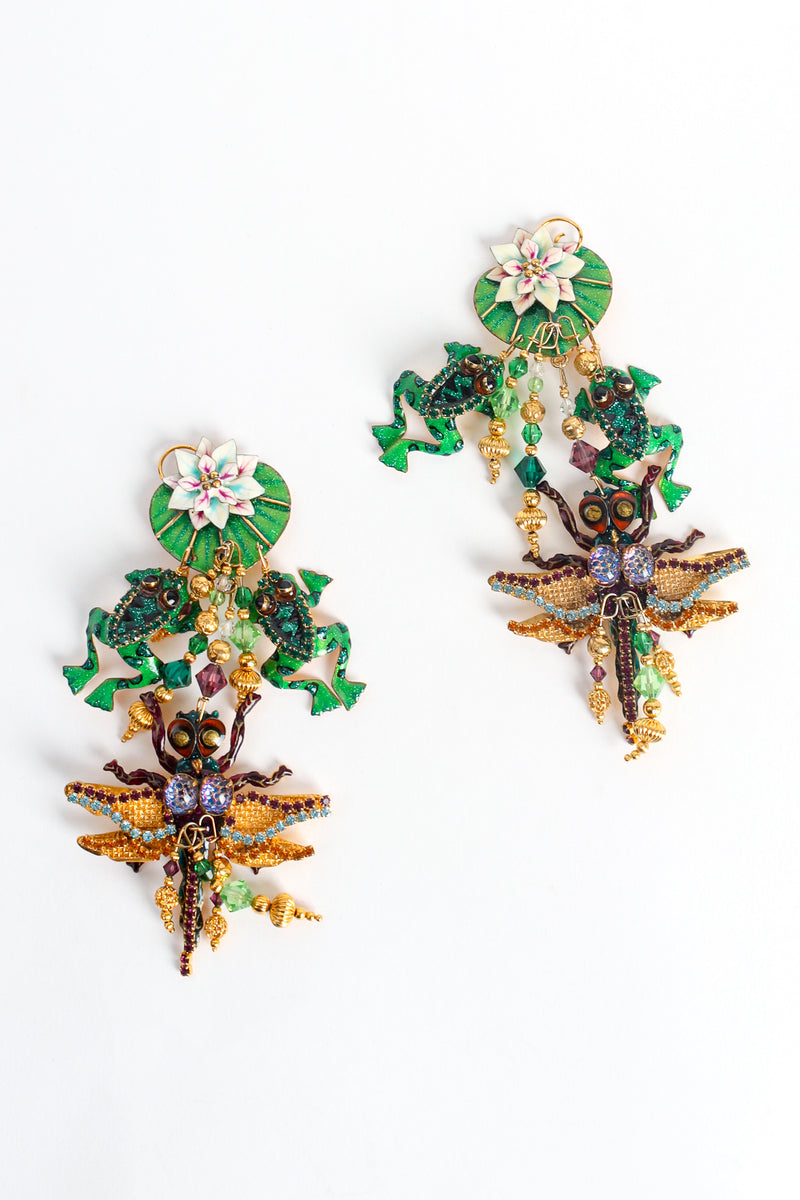 Vintage Lunch At The Ritz Dragonfly Swamp Song Long Chandelier Earrings at Recess LA