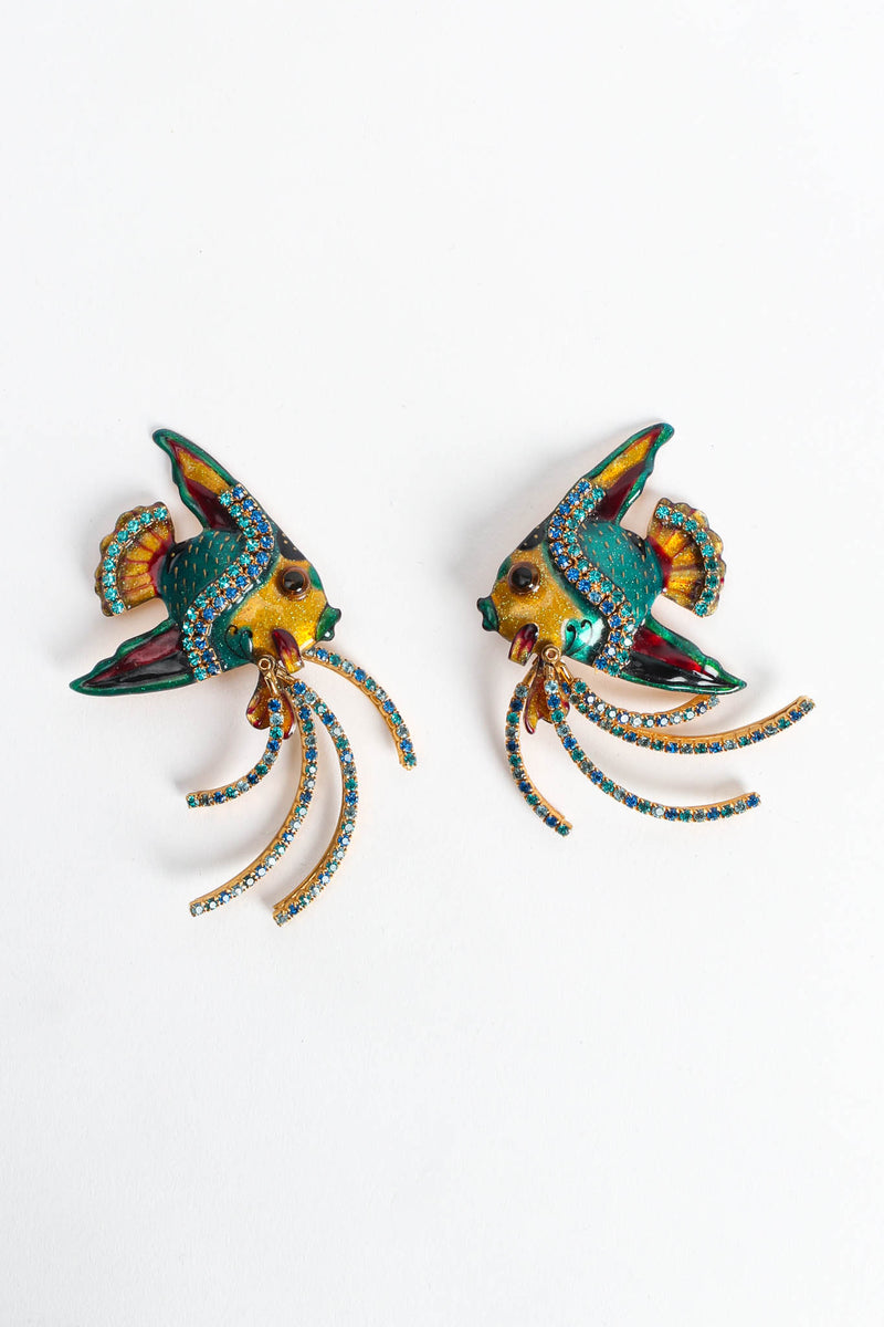 Vintage Lunch At The Ritz Swimming Angelfish Earrings flat lay front @ Recess Los Angeles