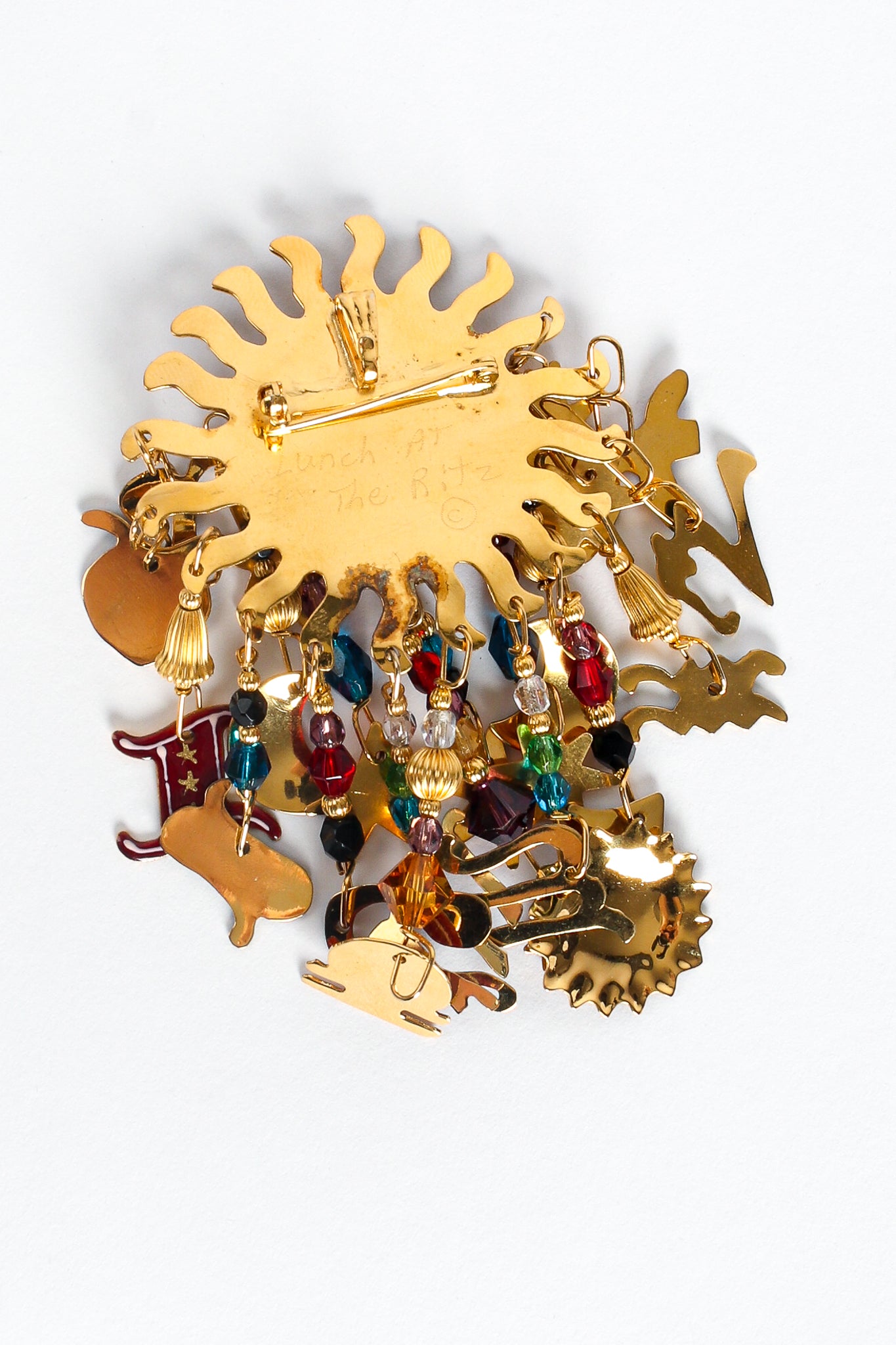 Vintage Lunch At The Ritz 2GO Astrological Sun Sign Zodiac Charm Brooch pin catch at Recess LA