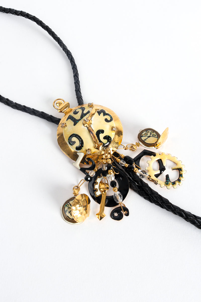 Vintage Lunch At The Ritz Steampunk Pocket Watch Charm Bolo Tie detail at Recess Los Angeles