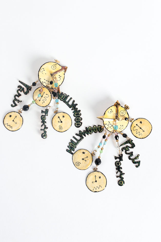 Vintage Lunch At The Ritz World Clock Time Zone Traveller Earrings at Recess Los Angeles
