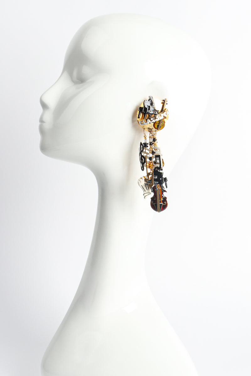 Vintage Lunch At The Ritz Classical Orchestra Music Earrings on mannequin at Recess Los Angeles