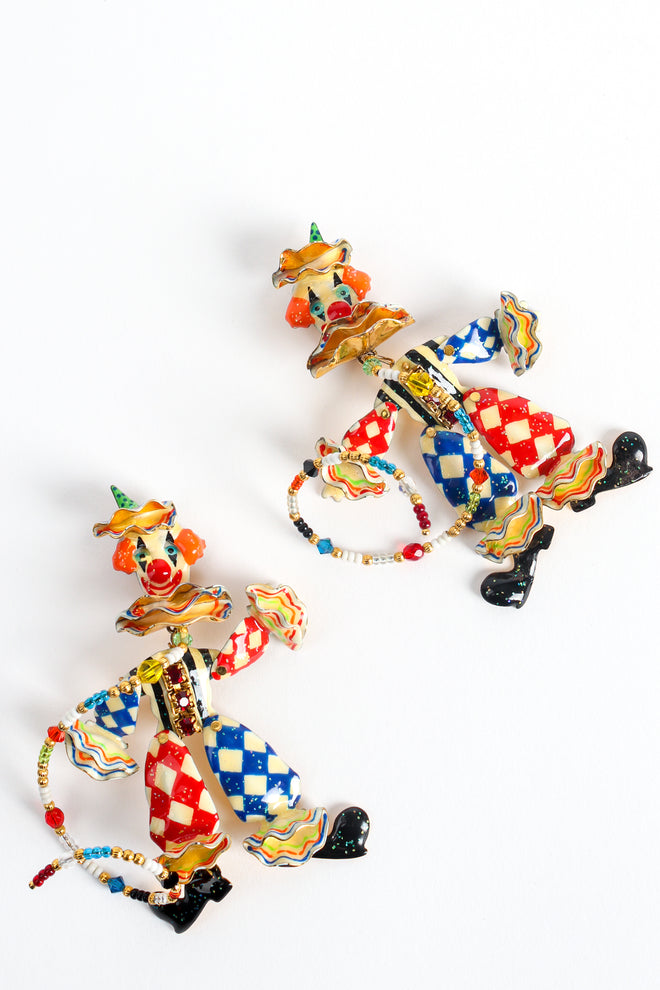 Vintage Lunch At The Ritz Harlequin Clown Earrings at Recess Los Angeles