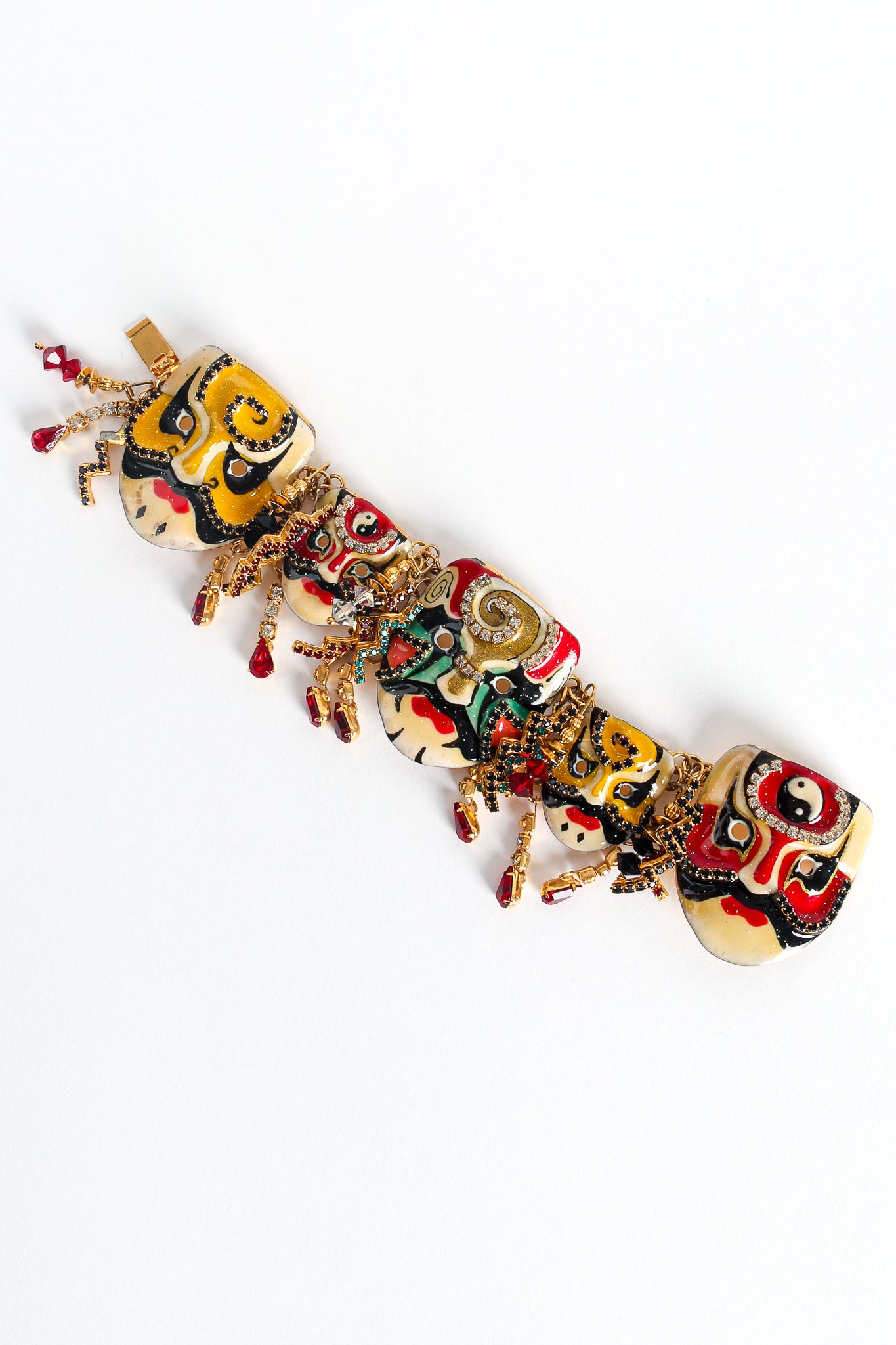 Vintage Lunch At The Ritz Japanese Kabuki Mask Plate Charm Bracelet at Recess Los Angeles