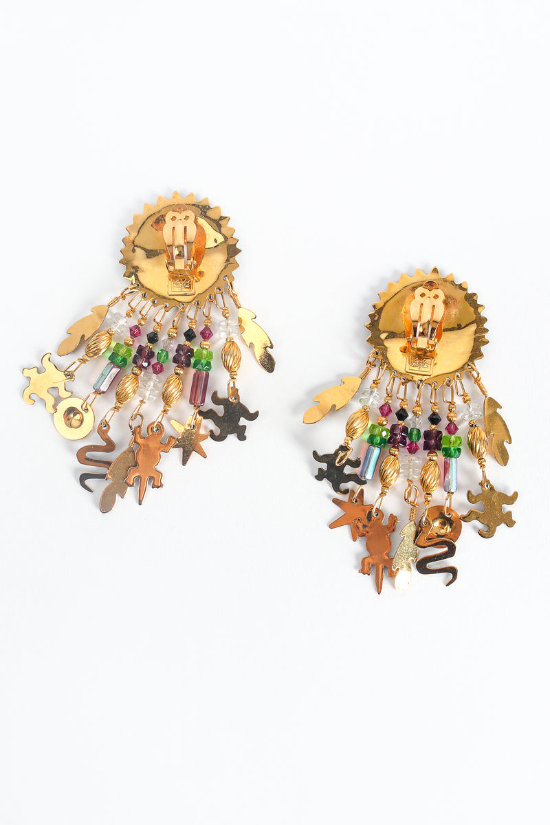Vintage Lunch At The Ritz Southwestern Desert Glyph Earrings backside at Recess Los Angeles