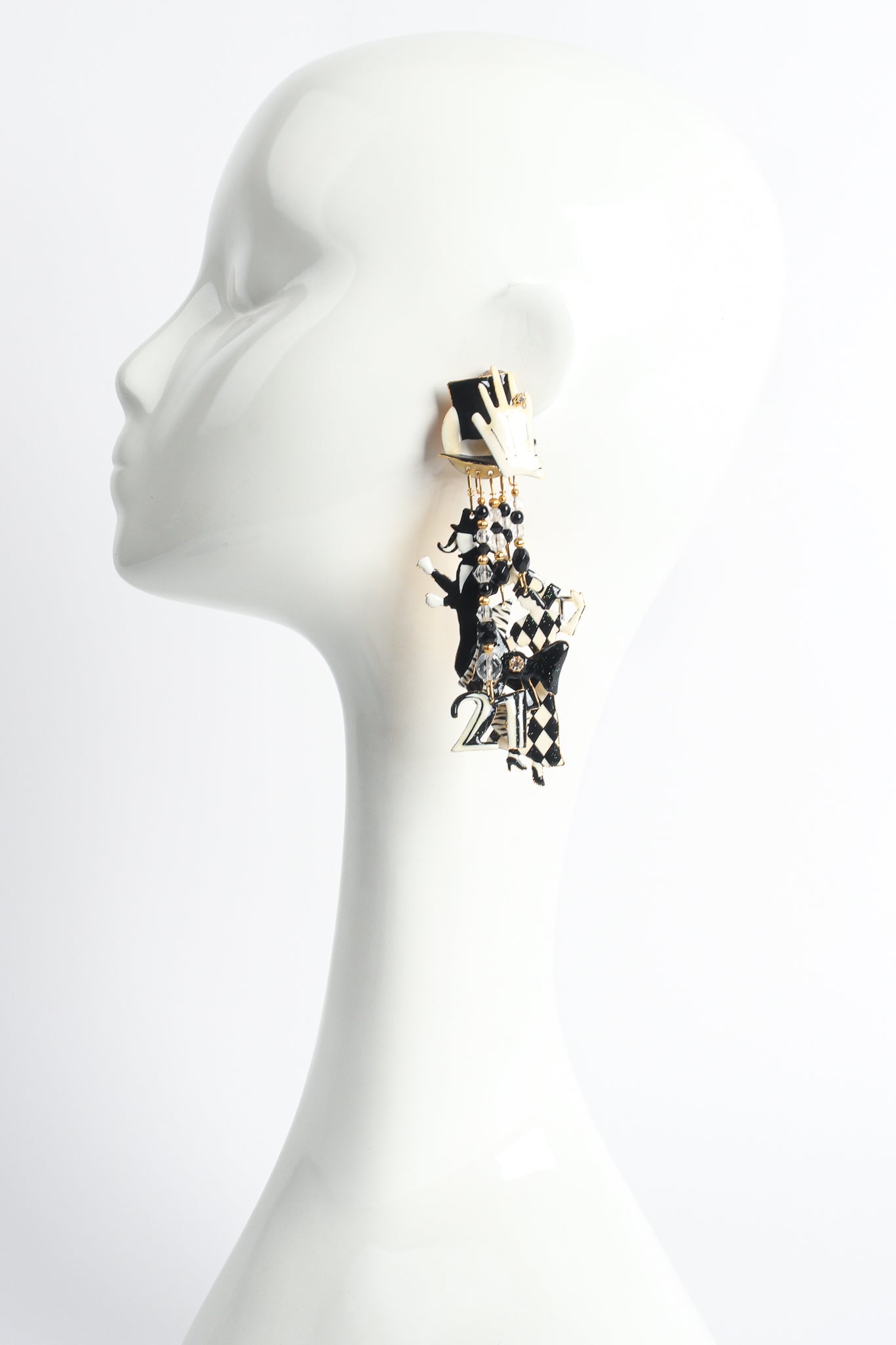 Vintage Lunch At The Ritz Golden Age Nightclub Earrings on Mannequin at Recess Los Angeles