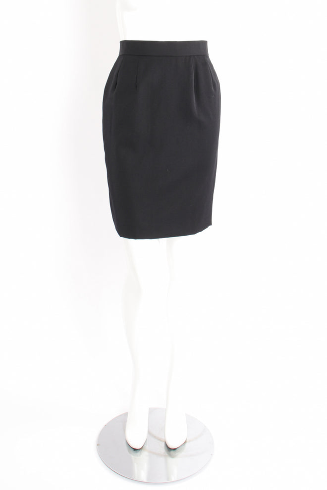 Vintage M.Yoko Slit Yoke Jacket & Skirt Suit on Mannequin skirt front at Recess Los Angeles