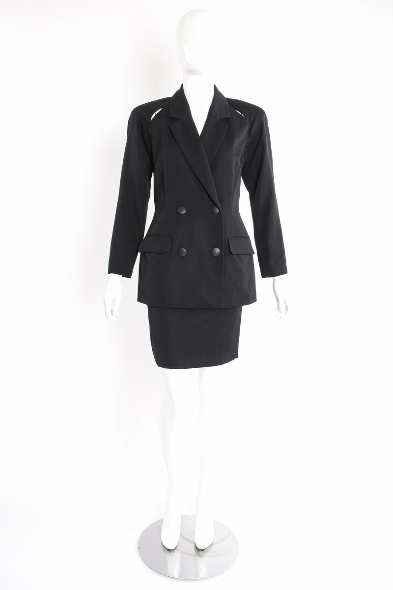 Vintage M.Yoko Slit Yoke Jacket & Skirt Suit on Mannequin front at Recess Los Angeles