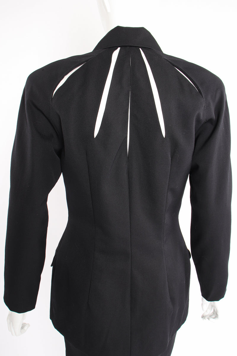 Vintage M.Yoko Slit Yoke Jacket & Skirt Suit on Mannequin back detail at Recess Los Angeles