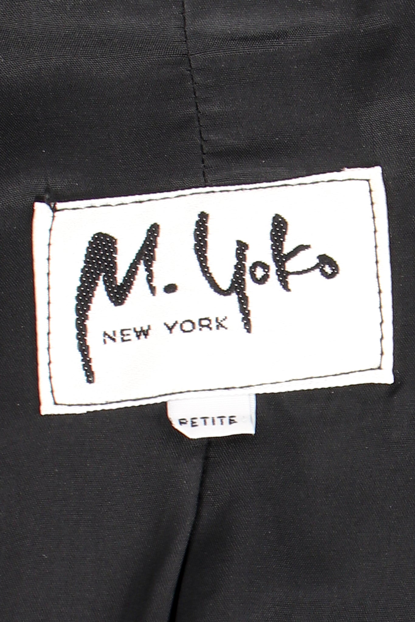 Vintage M.Yoko Pleated Jacket & Skirt Suit label at Recess Los Angeles