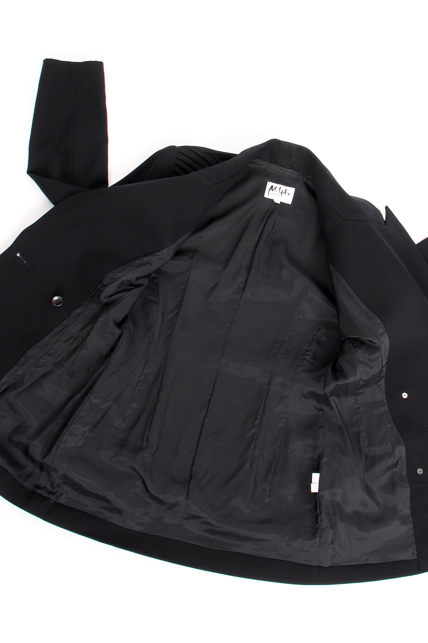 Vintage M.Yoko Pleated Jacket & Skirt Suit jacket lining at Recess Los Angeles